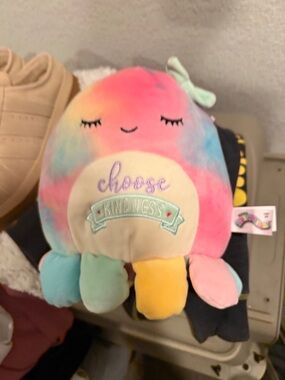 Squishmallows Pastel Rainbow Octopus Plush with "Choose Kindness"